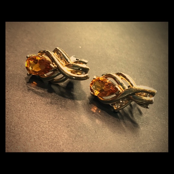 10k gold Citrine and diamond earrings, November - Picture 1 of 5